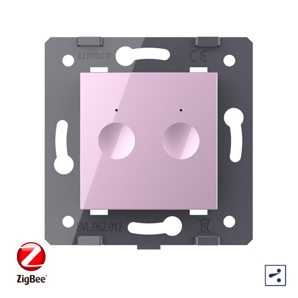 Двухклавишный проходной сенсорный выключатель ZigBee Module, цвет розовый (механизм) Livolo