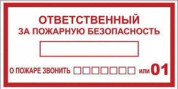 Знак "Ответственный за пожарную безопасность" 150х300 мм, пластик ГОСТ Р 12,4,026-2001 EKF