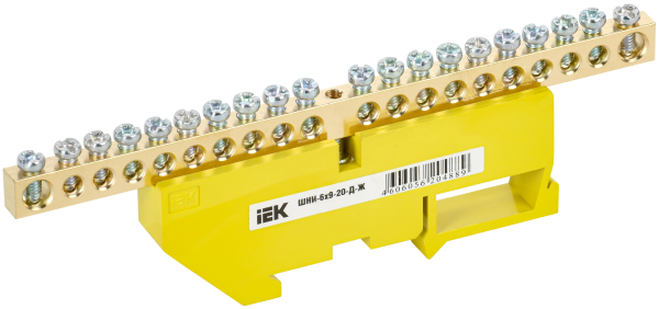 Шина PE "земля" на DIN-изоляторе ШНИ-6х9-20-Д-Ж IEK