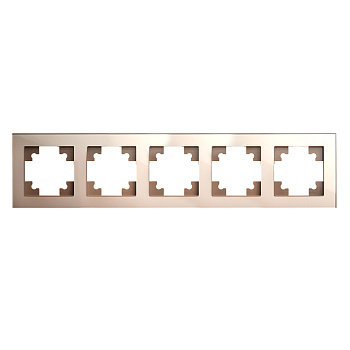 Рамка 5-местная, стекло, STEKKER, GFR00-7005-02, серия Катрин, шампань