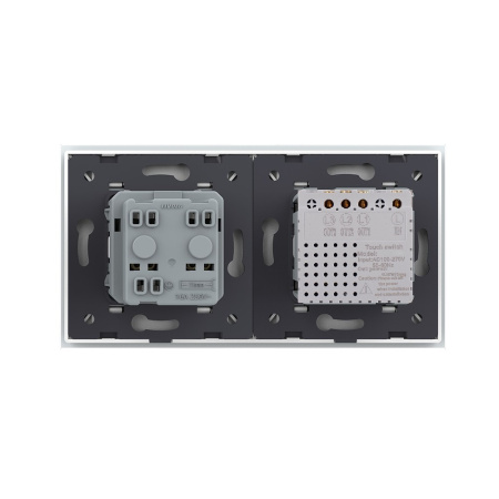 Трехклавишный сенсорный выключатель с розеткой 2 поста, цвет золотой Livolo