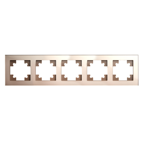 Рамка 5-местная, стекло, STEKKER, GFR00-7005-02, серия Катрин, шампань