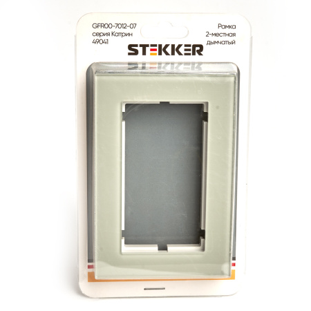 Рамка 2-местная (без перемычки), стекло, STEKKER, GFR00-7012-07, серия Катрин, дымчатый