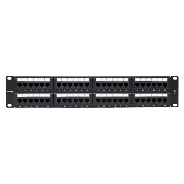 Патч-панель TERACOM PRO 19'' Cat,6 2U неэкранированная UTP 48 портов RJ-45 Dual IDC EKF