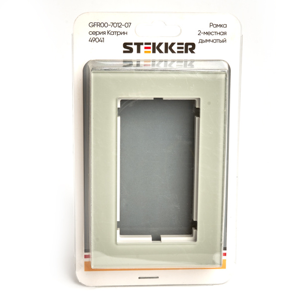 Рамка 2-местная (без перемычки), стекло, STEKKER, GFR00-7012-07, серия Катрин, дымчатый