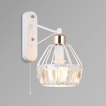 Бра с хрусталем 1*E14 60Вт белый IP20 Lord (70075/1 белый) Eurosvet