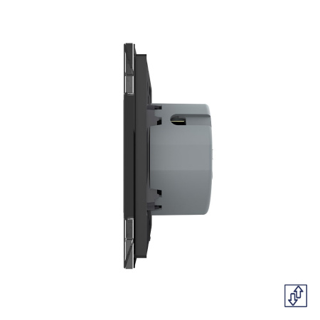 Сенсорный выключатель для жалюзи Quadro 2 клавиши 1 модуль Черный Livolo