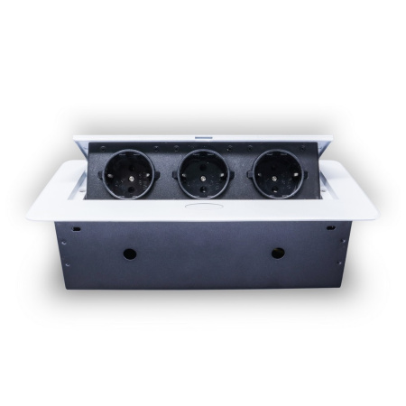 Розетка горизонтальная выдвижная 3 Euro 16A RocketSocket, проводка, цвет белый