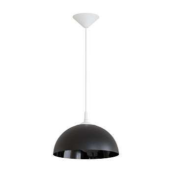 НСБ 21-60-272 Светильник декоративный, подвесной, "Кэнди", 1хЕ27, 60Вт, 230/50Гц, IP20, ø290х170мм, полипропилен, черный, длина подвеса 800мм, белый п