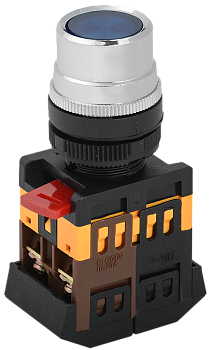 Кнопка ABLF-22 синий d=22мм неон/240В1з+1р IEK