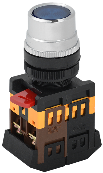 Кнопка ABLF-22 синий d=22мм неон/240В1з+1р IEK