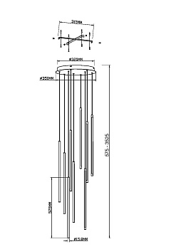 Подвесной светильник LED 46Вт Латунь IP20 Light stick MOD236PL-L54BS3K Maytoni