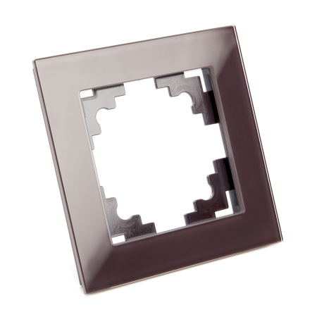 Рамка 1-местная, стекло, STEKKER, GFR00-7001-04, серия Катрин, шоколад