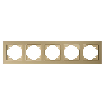 Рамка 5-местная, стекло, STEKKER, GFR00-7005-08, серия Катрин, золото