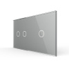 Панель для двух сенсорных выключателей, 3 клавиши (2+1), цвет серый, стекло Livolo