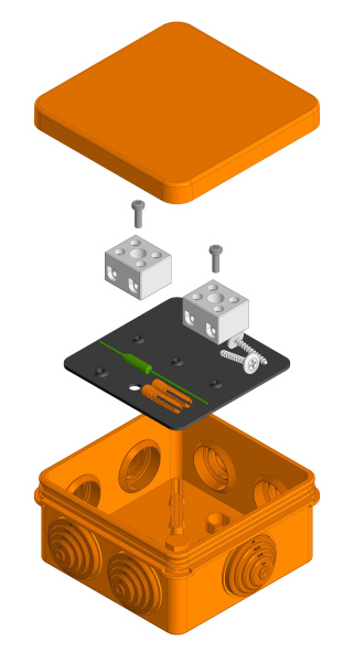 Коробка огнестойкая для о/п 40-0210-FR2.5-4-П Е15-Е60 (латунь) 80х80х40 Промрукав (24 шт/уп)