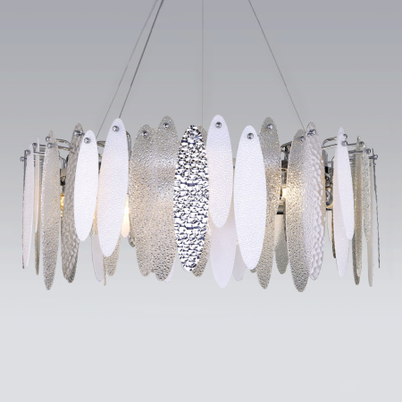 Подвесная люстра с фактурным стеклом 10*E14 60Вт хром IP20 Canaria (324/10 хром) Bogate's