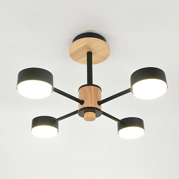 Люстра под лампу GCHL-4GX53-M Черная+Дерево Элизиум General
