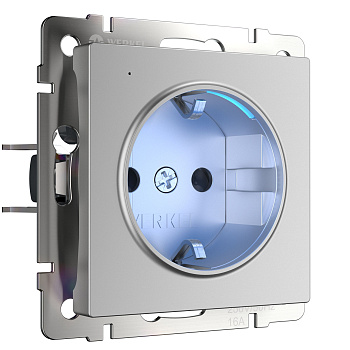 Розетка с подсветкой (серебряный) СУ IP20 Werkel