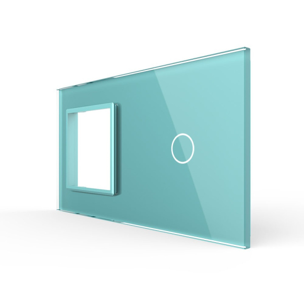 Панель для розетки и сенсорного выключателя, 1 клавиша, цвет зеленый, стекло Livolo
