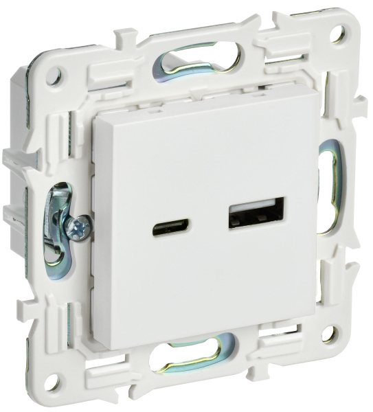 SKANDY Розетка USB A+C 18Вт SK-R13W арктический белый IEK SKANDY Розетка USB A+C 18Вт SK-R13W арктический белый IEK