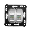 Компьютерная розетка RJ-45 в стену, кат.6А двойная, "Avanti", "Белое облако" DKC