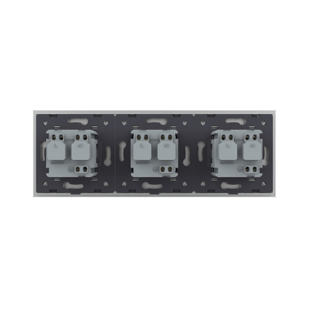 Розетка 3 модуля Серая Livolo