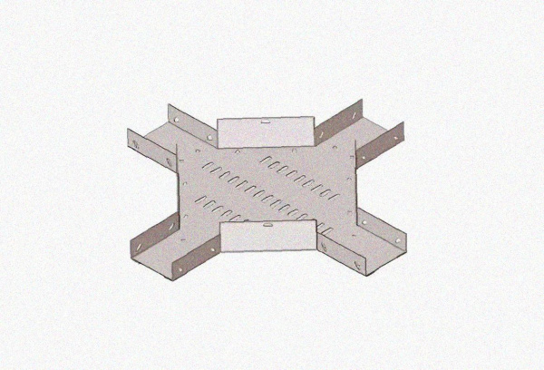 Лоток крестообразный замковый глухой КМЗГ 200х80 УТ1,5, оцинкованный лист, S0,8