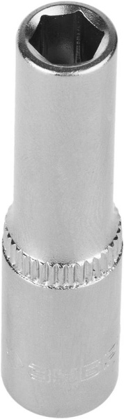 Головка торцовая "Мастер" (1/4"), удлиненная, Cr-V, FLANK, хроматированное покрытие, 7мм ЗУБР