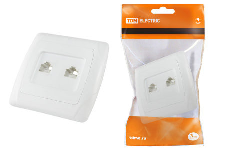 Розетка двойная телефонная RJ11 белая "Онега" TDM