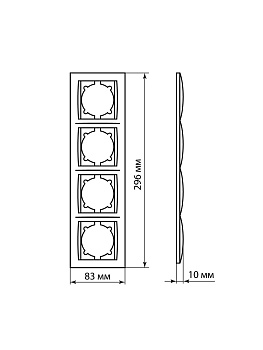 Рамка 4-х постовая вертикальная старинное серебро "Лама" TDM