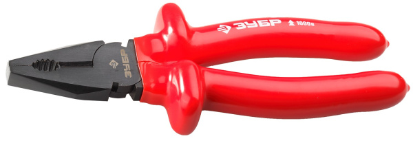 Плоскогубцы "ЭЛЕКТРИК" комбинированные, диэлектрические, высоковольтные до ~1000В, маслобензостойкая рукоятка, 200мм, Мастер 2214-1-20 ЗУБР