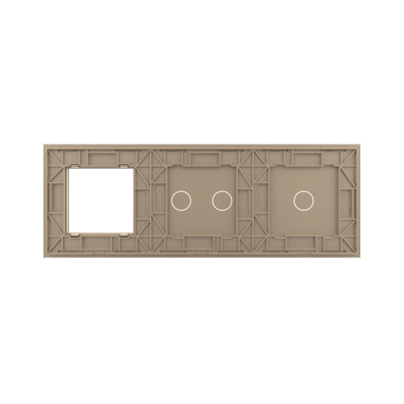 Панель тройная: 1 выключатель + 2 выключателя + 1 розетка Золотая Livolo