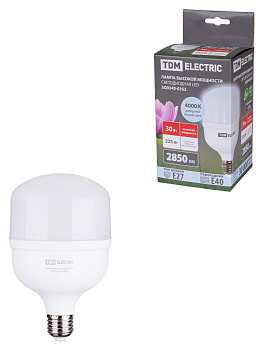 Лампа светодиодная T 30 Вт, 230 В, 4000 К, E27 (100x165 мм) TDM