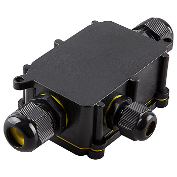 Коробка распределительная STEKKER LD523 водонепроницаемая на 3 выхода, 450V, 140х78х36, черный