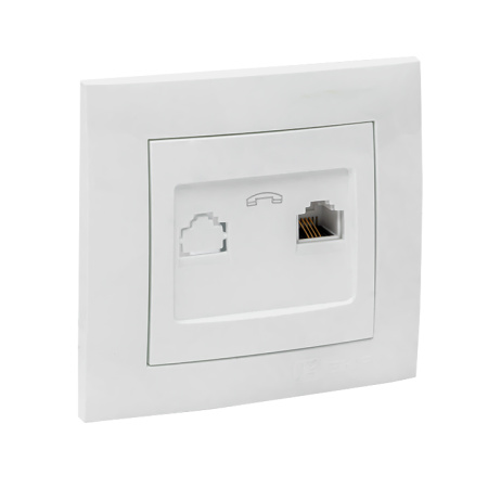 Валенсия Розетка телефонная RG-11 1-местная белая EKF