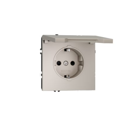 Розетка встраиваемая Voltum S70 с заземлением, защитными шторками и крышкой 16А, (кашемир)
