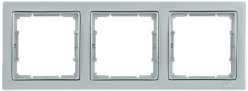 Рамка 3-местная квадратная РУ-3-БС BOLERO Q1 серебряный IEK