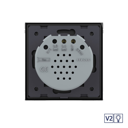 Сенсорный диммер Quadro версия 2, 1 клавиша 1 пост Черный Livolo