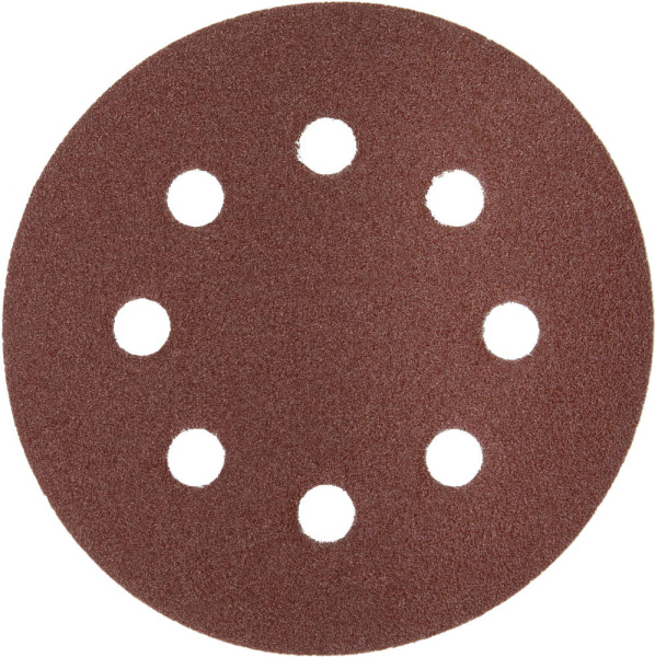 Круг шлифовальный "Мастер" универсальный, из абразивной бумаги на велкро основе, 8 отверстий, Р120, 125мм, 5шт ЗУБР