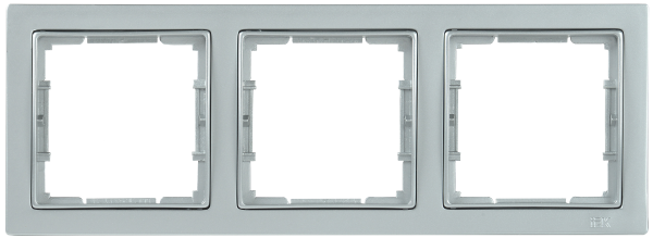 Рамка 3-местная квадратная РУ-3-БС BOLERO Q1 серебряный IEK