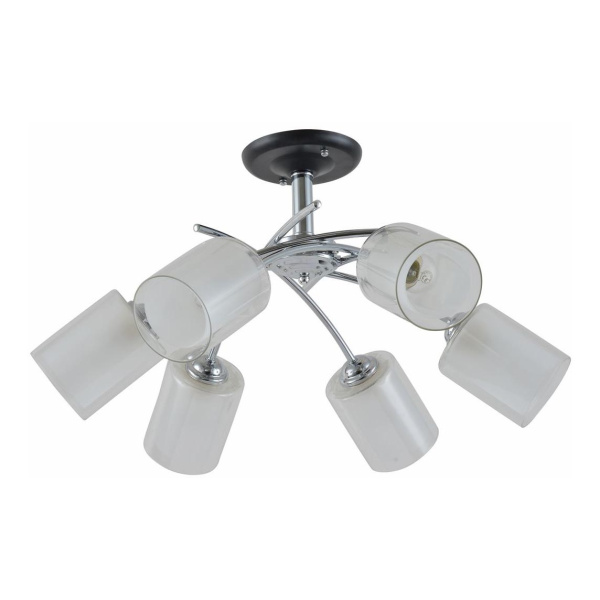 16-42 Светильник декоративный, потолочный, "Классик", 6хЕ27, 60Вт, 230В/50Гц, 650х320мм, металлическое основание, стеклянный плафон, хром, APEYRON