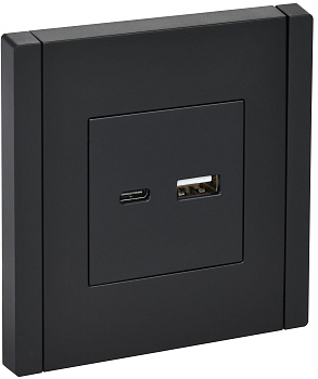 FORTE&PIANO Розетка USB A+C 18Вт FP151 черный IEK FORTE&PIANO Розетка USB A+C 18Вт FP151 черный IEK