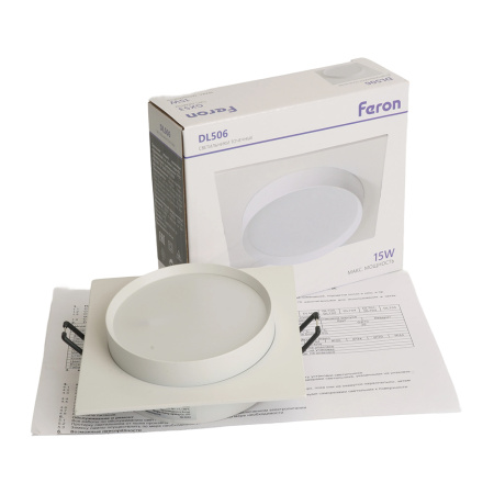 Светильник потолочный встраиваемый, 15W 230V GX53, белый, квадрат, без лампы, DL506 Feron