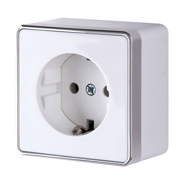 Розетка с заземлением (белая) Gallant ОУ IP20 Werkel