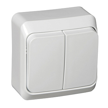 ЭТЮД Выключатель 2клавишный ОП 250В 10А белый IP20 (уп.25шт)  Schneider Electric
