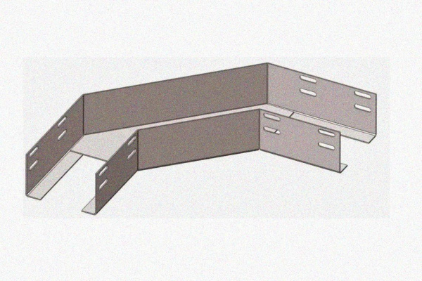 Лоток угловой глухой КГГ 200х80-135 УХЛ1 поворот на 135, оцинкованный лист S1,0