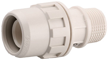 Муфта "ШиреФит" соединительная, "штуцер с гайкой - внешняя резьба", 20мм-1/2" ЗУБР