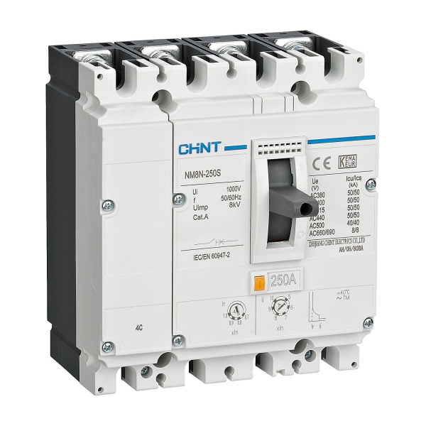 Выключатель автоматический NM8N-125R TM 4П 63А 150кА с рег. термомаг. расцепителем CHINT