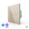 Двухклавишный проходной умный сенсорный выключатель EC, 1 пост, цвет шампань Livolo